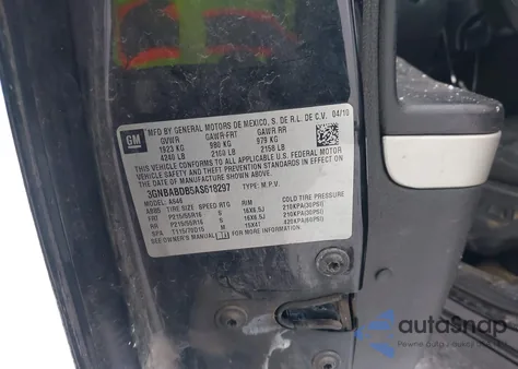 2010 Chevrolet Hhr Lt from USA, damaged, VIN 3GNBABDB5AS618297